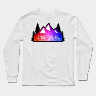 Geometric Colorful Mountain Stratton, Vermont Long Sleeve T-Shirt